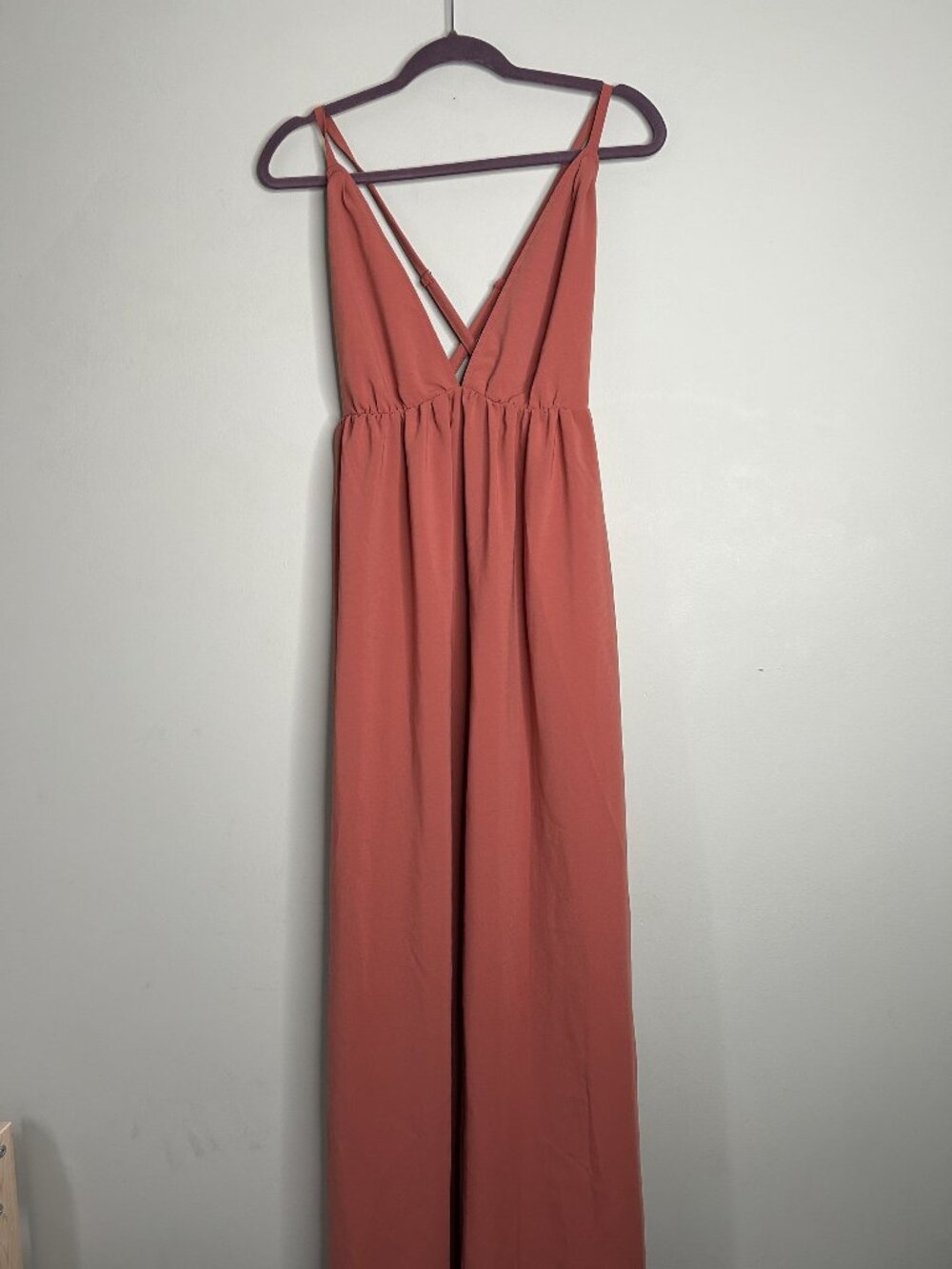 Mahina Hawaii Red Orange V-Neck Sleeveless Maxi Dress Women's Size Medium M